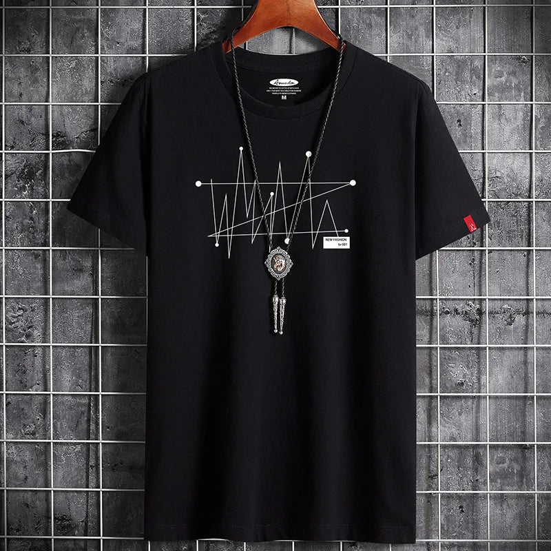 Manga Tshirt Tops Oversize Men Loose Tee 100% Cotton Fashion Goth Print Men's Short Sleeve T-shirt Summer New Male Casual Tshirt